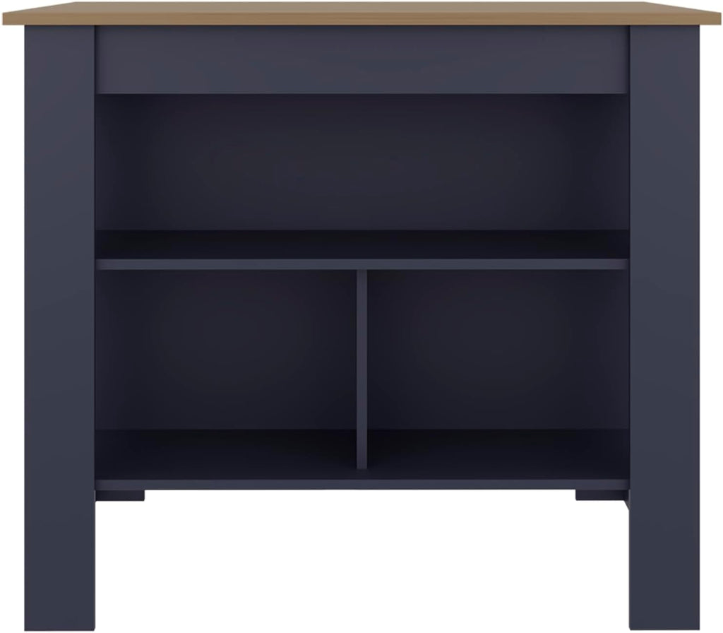Kitchen Island with Three Open Shelves and Four Legs | Three open shelves for storage and organization