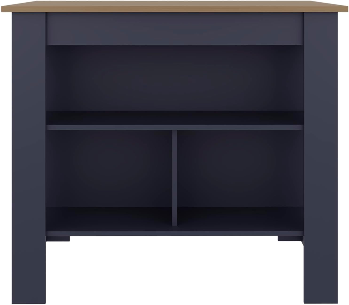 Kitchen Island with Three Open Shelves and Four Legs | Three open shelves for storage and organization