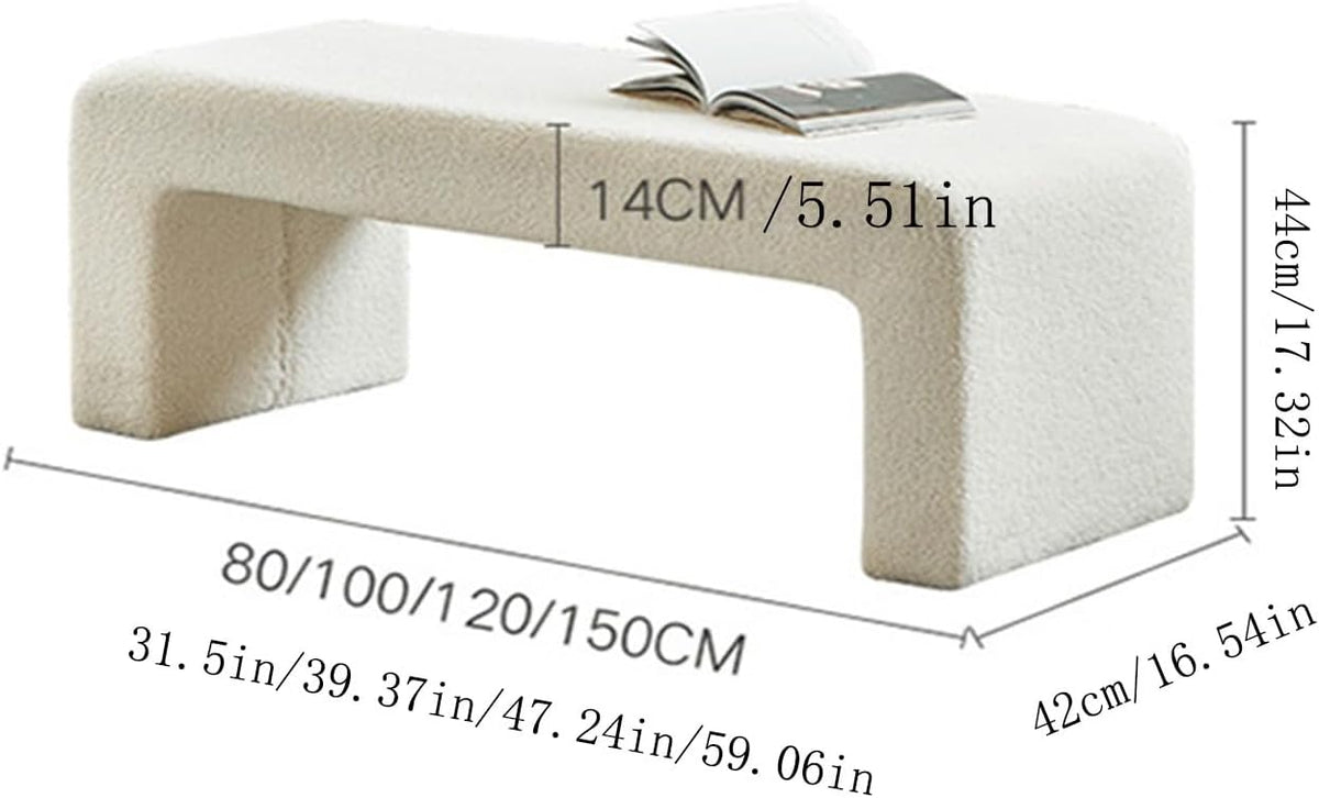 Modern Upholstered Entryway Bench, End of Bed for Bedroom Boucle Ottoman Modern Shoe for Living Room Entryway(Orange,150 * 40 * 45cm)