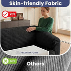 JUIKURY Convertible Sofa Bed, 3-in-1 Foldable Loveseat Couch with Armrest, Corduroy Floor Sofa & Sleeper Bed, No Assembly High-Density Foam Futon Mattress for Living Room, Small Apartment, Dorm