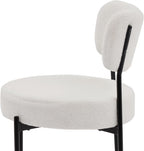 White Dining Chairs Set of 4, Modern Mid Century Kitchen Chairs with Upholstered Seat, Round Dining Room Chair with Metal Frame