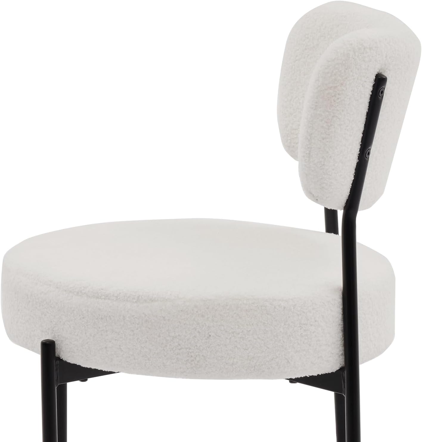 White Dining Chairs Set of 4, Modern Mid Century Kitchen Chairs with Upholstered Seat, Round Dining Room Chair with Metal Frame