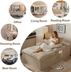65" Oversized Chaise Lounge Chair Indoor, Chaise Lounge Chair Double Layer Side Pockets 3 Pillows, Cloud Corduroy Chaise Sofa Bed Sleeper Couches for Living Room No Assembly Require,Camel