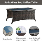 Belord Wicker Outdoor Furniture Patio Furniture Set - 6 Piece Patio Conversation Set with Swivel Rocker Chairs, Rattan Sofa, Ottomans and Coffee Table, Gray Cushion