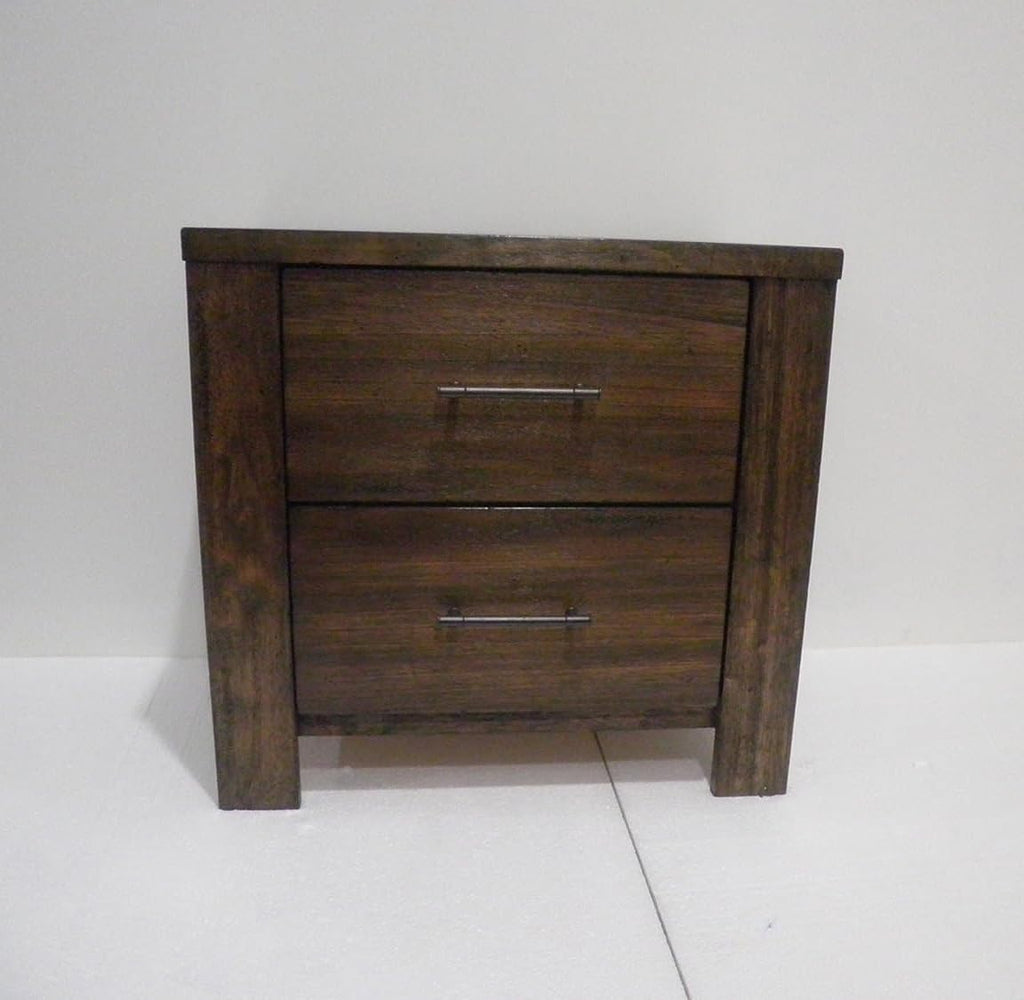 Nightstand with 2 Drawers in Oak Finish,for Small Spaces