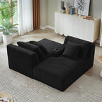 Eafurn Oversized Double Chaise Lounge Indoor with Cup Holders & Side Pocket, 71" Plush Corduroy Floor Chaise Lounge Sofa with High Density Sponge & Deep High Seat Comfy Sleeper Couch Bed