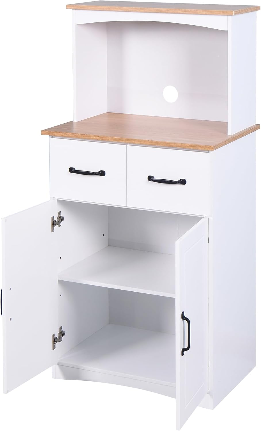 Modern Kitchen Pantry Cabinet, Storage Cabinet with Drawers, Wooden Coffee Bar Cabinet, Sideboard Buffet Cabinet for Dining Room Living Room Kitchen, White