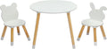 3-Piece Kids Table Chair Set White Round Play Furniture | Kids Activity Table and 2 Chairs Set, 3-Piece Folding Play Table Set, Pastel Multicolor for Home Daycare Playroom, White