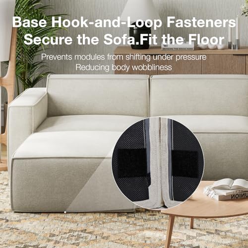 Novilla Modular Sectional Sofa, No Assembly Cloud Sectional Couch with Smarts Coil® Support, Chenille Fabric Sectional Sofa, Couch for Living Room Apartment, Beige (Right-Arm Chair)