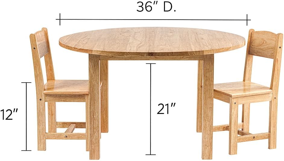 Constructive Playthings Deluxe Solid Hardwood Round Table and Chairs | For Classroom/Playroom/Daycare, Ideal for Kindergarten Through 3rd Grade, 36 x 21 Inch Round