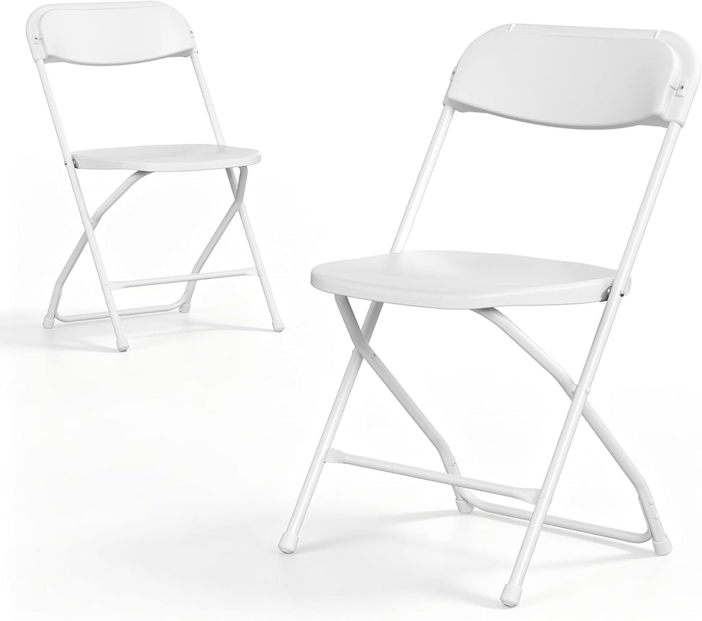 2 Pack Plastic Folding Chairs, Lightweight Stackable Portable Commercial Seat with Steel Frame for Patio, Garden, Picnic, Party, Kitchen, Indoor Outdoor Events