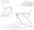 2 Pack Plastic Folding Chairs, Lightweight Stackable Portable Commercial Seat with Steel Frame for Patio, Garden, Picnic, Party, Kitchen, Indoor Outdoor Events