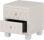 Elegant Velvet Nightstand with 2 Drawers and Crystal Handle, Storage Bedside Table with Button-Tufted,for Small Spaces