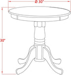 Pemberly Row Contemporary Round Rubber Wood Dining Table, 30 in x 30 in x 30 in, Mahogany Finish, Pedestal Base, Small Space Kitchen or Dining Room Table, Mid-Century Style