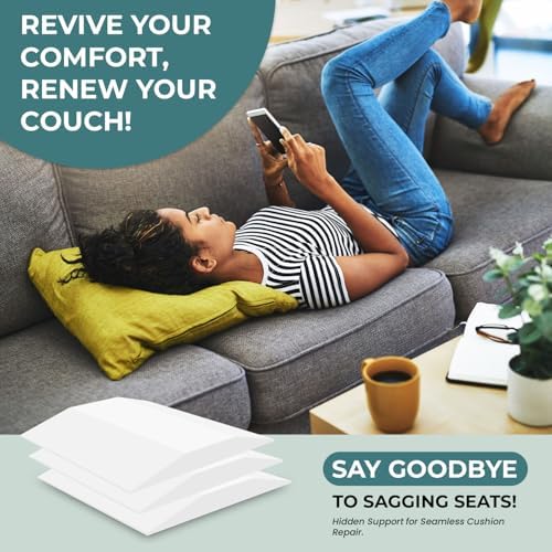 Sofa Couch Cushion Support for Sagging Sofas Cushions Repair Trapezoidal Furniture seat High Rebound, Firm Couch Support Under Cushion Sag Repair, White Set of 3