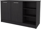 Wengue Kitchen Island with 2-Door and Open Storage | Six-shelf design with open storage for access and organized organization