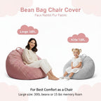 Faux Rabbit Fur Bean Bag Cover Only (No Filler), Stuffed Storage, Grey | Ultra-soft fur,washable,reinforced zipper,non-slip base,handle.Large 36"&28".Living room bedroom.Adult teen.Cover only.