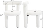 Sherpa Armless Dining Chair Set of 2, White | Curved Back,Pet Friendly Fabric,Tucks Under Table,Footpads Protect Floor,for Kitchen＆Dining