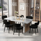 Boucle Chairs Set of 6, Modern Black Upholstered Dining Chairs with Black Metal Legs, Boucle Dining Chairs with Curved Backrest for Dining Room, Kitchen(Only Chairs)