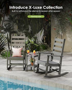 GREENVINES Outdoor Rocking Chairs Set of 2, HDPE Porch Rockers, Grey | Big & Tall | Heavy Duty Patio Rocker Chair | All Weather | Low Maintenance | 350LBS Capacity for Balcony Garden Backyard