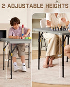 FanttikOutdoor Folding Card Table 34" Square, 2 Heights, Picnic Party Game | Fold-in-Half Utility Plastic Portable Table with Collapsible Legs & Carrying Handle, Heavy Duty, Zeta S4 Pro
