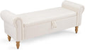 Furniliving 55” End of Bed Bench, Bedroom Bench with Button-Tufted, Large Upholstered Storage Ottoman Entryway Bench with Storage Shoe Cabinet Bench, for Bedroom, Linen, Beige