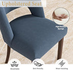Dining Chairs Set of 2,Modern Dining Room Chairs with Thick Cushions,Linen Upholstered Kitchen Dining Chairs with Wood Legs for Kitchen Dining Room Living Room,Darkblue