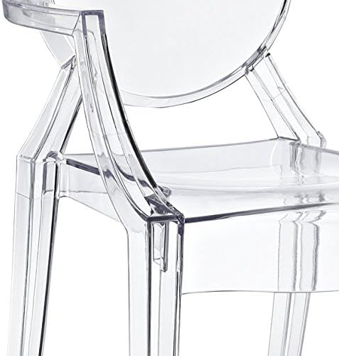 Modway Casper Modern Acrylic Stacking Kitchen and Dining Room Arm Chair in Clear - Fully Assembled