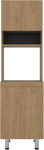 DEPOT E-SHOP 22" Fingal Kitchen Pantry with Microwave Space, Four Shelves and Closed Storage, Natural Oak - Kitchen – Tall Kitchen Storage & Pantry Organization
