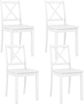 GOFLAME Dining Chairs Set of 4, Kitchen Chairs with Rubber Wood Legs & Cross Back, Farmhouse Armless Dinette Chairs for Dining Room, Living Room, Restaurant, 400 LBS Load Capacity, White
