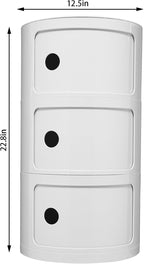 3 Tier Round with Storage, Modern Style Side Table, Multifunctional End Table Storage Cabinet for Living Room, Bedroom, Bathroom (White)
