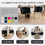 Hand-Woven Dining Chairs Set of 2,Dining Room Chairs with Gold Leg | Velvet Elegant Side Chair with Curved Backrest, Sturdy Wood & Metal, Anti-slip Foot Pads, Wide Armrest, Holds 300LBS, Beige