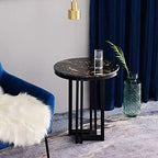 Telephone Table, Marble Sofa Side Table Nordic Luxury Round Coffee Table Telephone Table Bedroom Bedside Table Leisure Table 5062CM,Silver