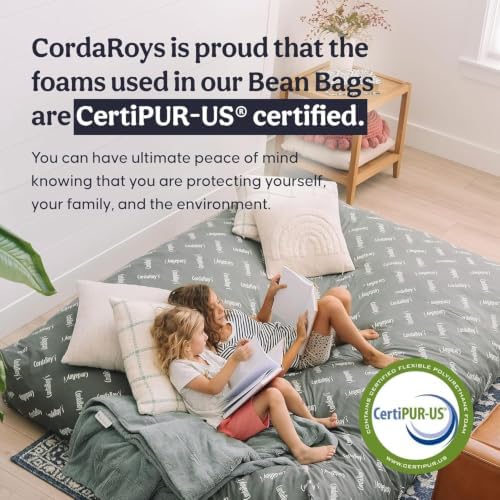 CordaRoy's Chenille Bean Bag Chair, Convertible Chair Folds from Bean Bag to Lounger, As Seen on Shark Tank, Charcoal - Full Size