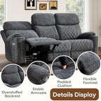 HAOMARKETS 3-Piece Recliner Sofa Set with Charging Ports, Include 2 Power Recliner Chairs and Electric 2-Seater Loveseat Reclining Couch with Hidden Storage and Cup Holders for Living Room, Dark Grey