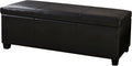 BELLEZE Storage Faux Leather Ottoman, 47 Inch Bench Bedroom Bench with Safety Close Hinge, Extra Long Ottoman with Storage for Living Room, Entryway, Hallway, Foot Rest, Support 300lbs - Black