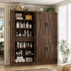 Unikito 71" Tall Kitchen Pantry Cabinet with Adjustable Shelve and Drawer | Large Wooden Farmhouse Storage Cupboard, Barn Door, Sturdy and Deep, Versatile for Dining Room, Living Room, Utility Room