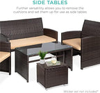 Best Choice Products Set of 2 Wicker Ottomans, Multipurpose Outdoor Furniture for Patio, Backyard, Additional Seating, Footrest, Side Table w/Storage, Removable Cushions - Brown/Beige