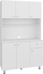 DEPOT E-SHOP 44" Lehr Pantry Cabinet with Ample Storage, Spacious Shelves, and 6 Doors-1 Drawer, White - Kitchen – Tall Kitchen Storage & Pantry Organization