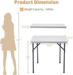 BOOSDEN 32 Inch Square Folding Table, Lightweight Card Table for Indoor Outdoor, Portable Utility Foldable Tables with Collapsible Legs, Plastic Table for Puzzles, Game, Crafting, Camping,Party,Picnic