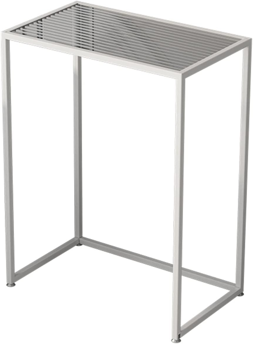Tall Telephone Stand, Slim Side Table Narrow End Table Rectangular Glass Coffee Table Waterproof Storage Tables for Living Room, Office and Hallway，White 50 * 40 * 65cm