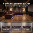 A Ainehome Power LED Reclining Sectional Sofa Set, Living Room Power Recliner Adjustable Sofa, Loveseat and Chair with Storage Console for Home/Office(A-Brown)