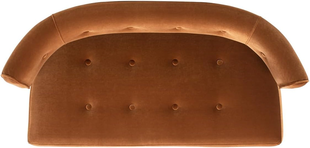 Jennifer Taylor Home Jared Roll Arm Tufted Bench with Back Settee in Burnt Orange Performance Velvet