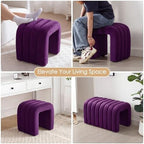 ONEVOG Velvet Pouf Ottomans, Small Ottoman Foot Rest for Couch, 18 Inch Cute Vanity Chairs for Makeup, Living Room Decorative, Sturdy Frame, Upholstered Modern Footrest for Bedroom, Dorm, Purple, 2Pcs