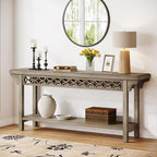 Tribesigns 70.8-Inch Solid Wood Long Console Table, Farmhouse Entryway Table with Storage, Narrow Sofa Table Grey Couch Table for Living Room Entryway Hallway (Gray)