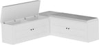 63 inches L-Shaped Storage Bench with Cushion Seat Corner Dining Bench with Hidden Storage Wooden Backless Bench for Entryway Dining Room Kitchen,White