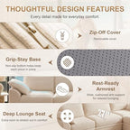 142" Upgraded Couch with Storage, Modular Sectional Couches for Living Room, Oversized Deep Seat 6-Seat U Shaped Cloud Sofa with Ottoman & Pillows,Corduroy,No Assembly(Beige)