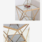 Telephone Table, Square Side Table,Tempered Glass Coffee Table,Telephone Table,Bedside Table,Sofa Side Table,2-Layer Storage Shelf,404060CM(A