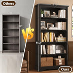 TVU 5-Tier Wooden Bookshelf, 31.5" W x 65" H ×9.9" D Bookshelf with Storage, Floor Standing Modern Style Display Bookcase for Living Room, Office, Study Room, Entryway, Black