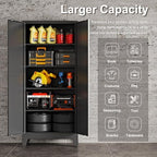 71"H Kitchen Pantry Storage Cabinet,Metal Black Food Pantry with 2 Door and 4 Adjustable Shelves,Laundry Room Freestanding Cabinet,Tall Hutch Cabinet,Large Farmhouse Cupboard for Dining Living Room